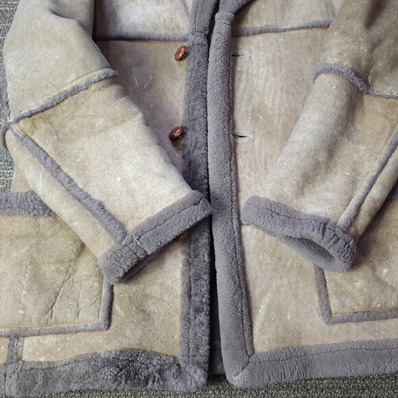 Vintage 80s Sawyer Sheepskin Shearling Leather Coat (XL-48) - Picture 8 of 12